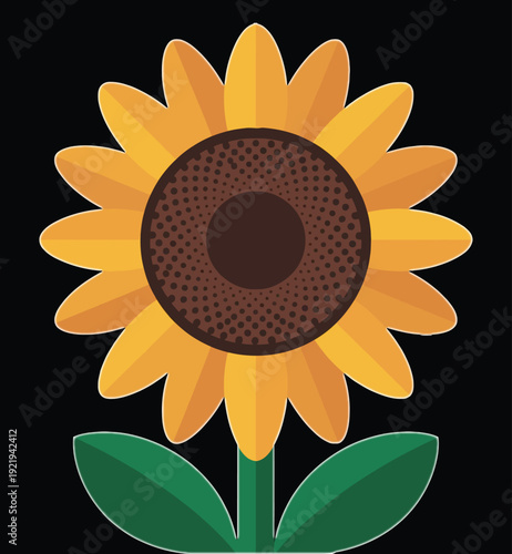 A simple vector illustration of a sunflower in flat color.