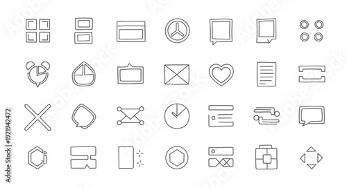 Collection of Hand Drawn Icons Representing Various Concepts.