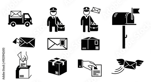 Mail Delivery Service Icons Collection.