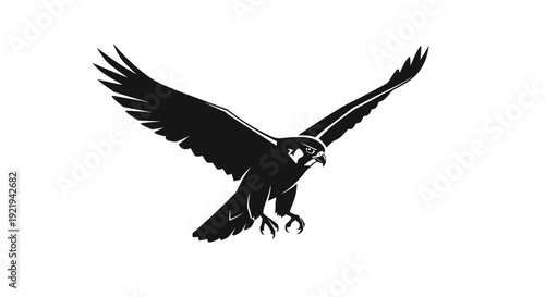 Black silhouette of flying eagle bird.