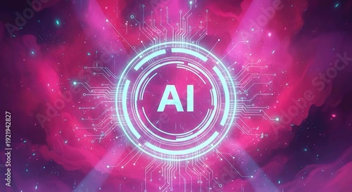 Artificial Intelligence Concept with Digital Circuitry and Glowing AI Text