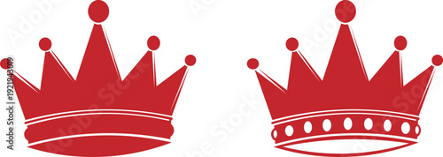 Two red crowns with white accents on white background