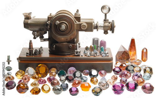 Gem Cutters Using Lapidary Machine to Polish Gemstones