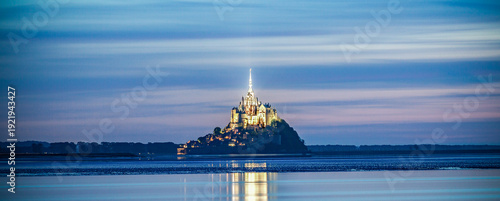 Photography tidelands with Mont Saint-Michel, English Channel, Way of St