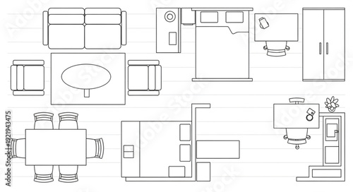 Detailed floor plan of a modern apartment with furniture layout and design.