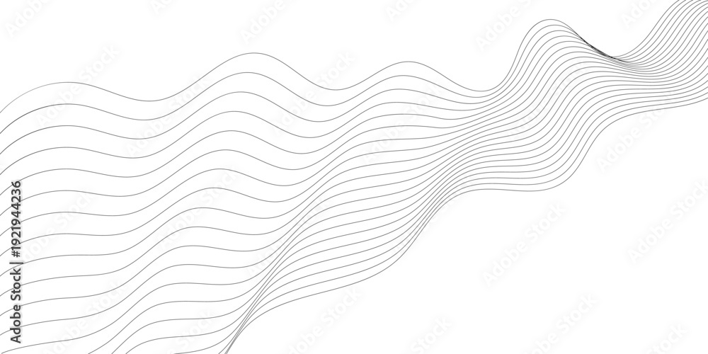 Fototapeta premium Minimalist line background featuring a dynamic flowing black mesh wave with line patterns on a clean white backdrop for modern creative layouts and professional design projects.