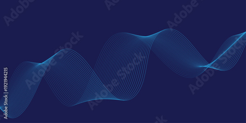 Dark blue technology background featuring a dynamic flowing cyan mesh wave with intricate linear patterns glowing effects for modern abstract layouts.