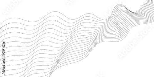 Minimalist line background featuring a dynamic flowing black mesh wave with line patterns on a clean white backdrop for modern creative layouts and professional design projects.