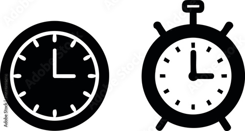 Black and white illustration of two clocks