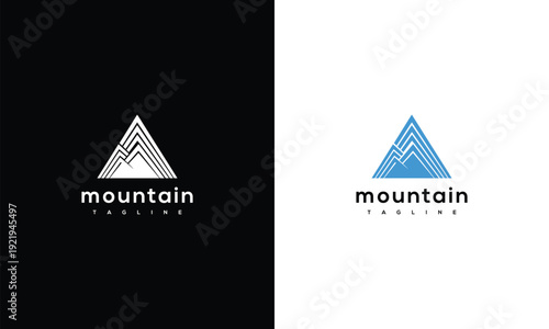 Modern Mountain Logo Design Template - Minimalist Geometric Peak Icon.