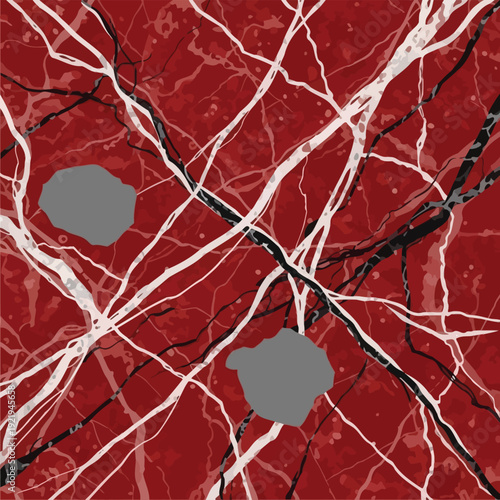 Deep Red Marble With White Veining