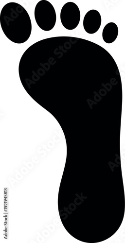Black Silhouette of a human Footprint or bare Foot showing five Toes Vector for Design