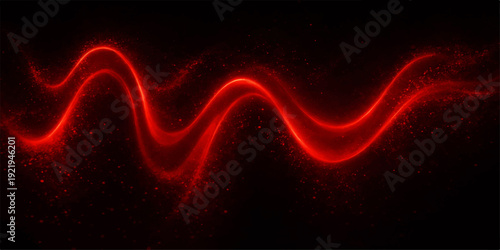 Red abstract background featuring glowing neon lines and digital fractal waves that create a dynamic motion design with an energy flame effect on a dark black backdrop