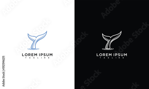 Modern Whale Tail Logo Design with Water Splash - Elegant Aquatic Animal Brand Mark.