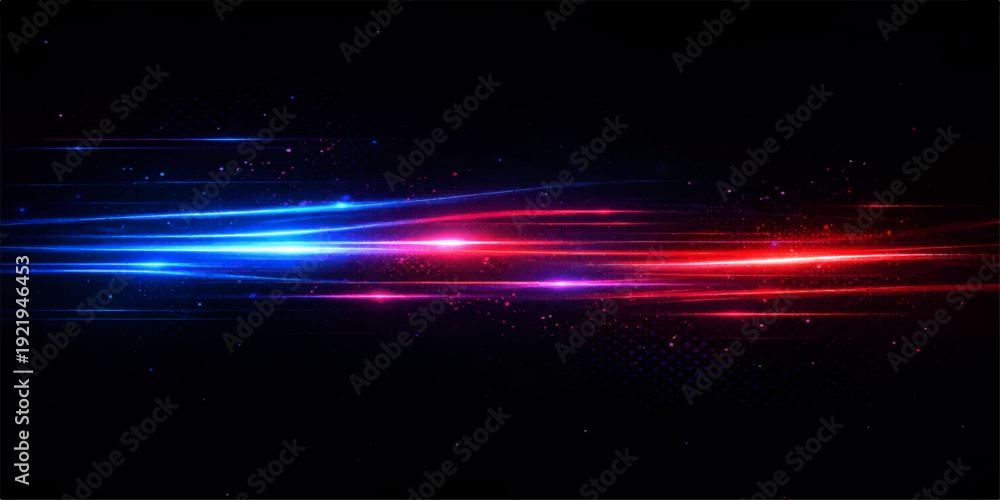 Obraz premium A digital art illustration of a dark abstract motion background loop featuring a glowing blue wave pattern with bright energy lines and a star texture for a modern technology wallpaper backdrop