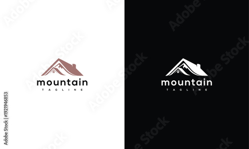 Mountain House Home Real Estate Logo Design - Property Management Cabin Lodge Vector Graphic.