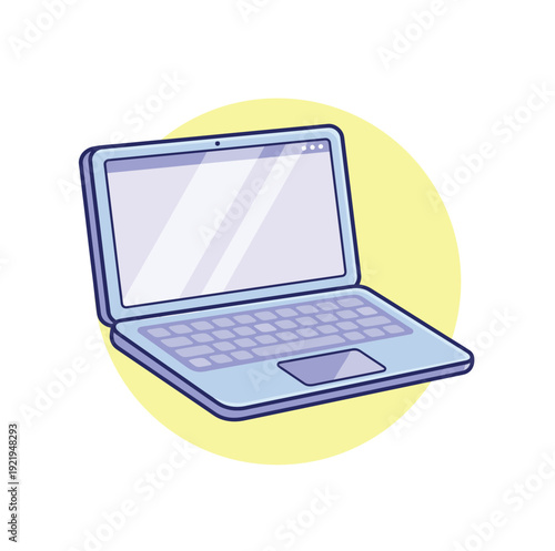 Light blue portable laptop with an open screen and keyboard illustration design