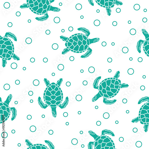 seamless pattern with sea turtles on white background
