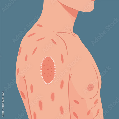 Pityriasis Rosea Skin Rash Medical Illustration
