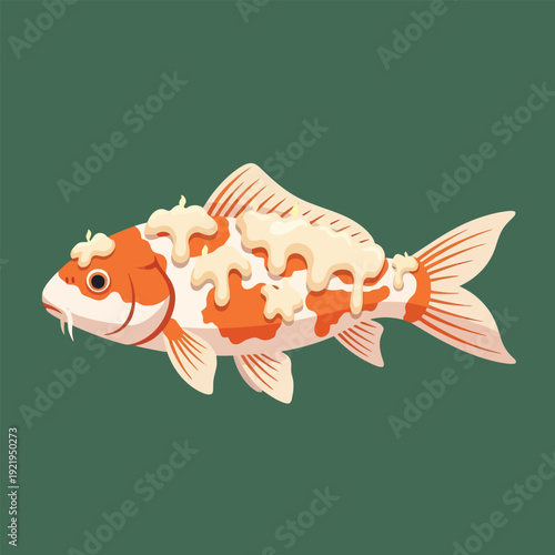Creamy Koi Birthday Cake Fish Illustration
