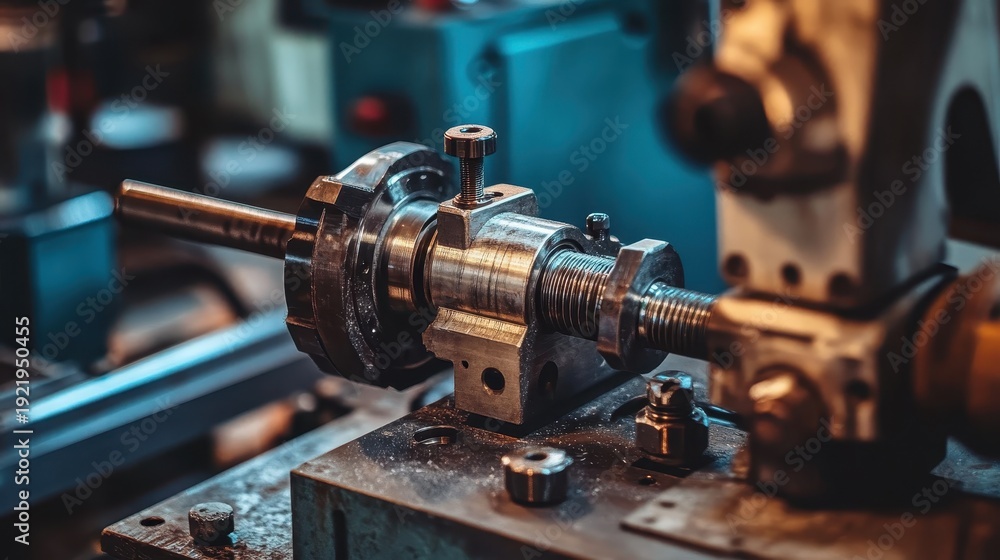 Fototapeta premium Intricate Metal Machinery Components in a Daylight Industrial Manufacturing Setting