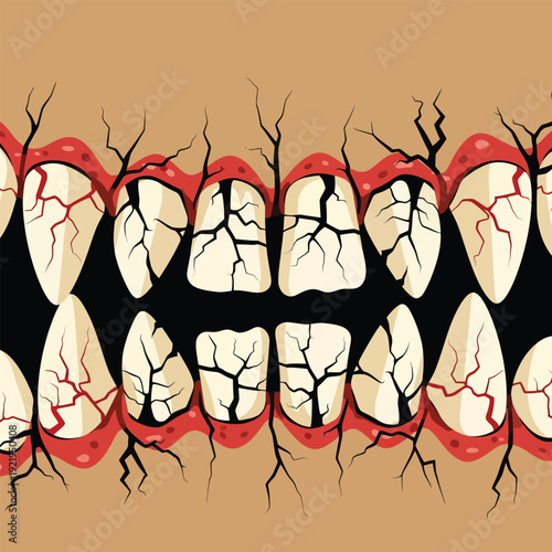 Scary Monster Mouth Seamless Pattern