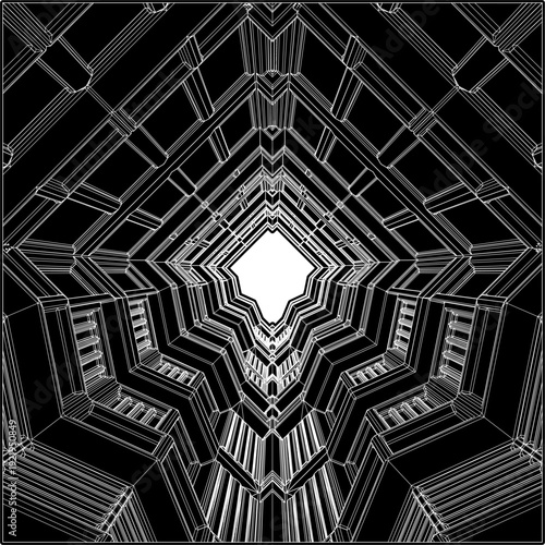 Abstract Corridor Construction Structure Vector. Illustration of Grid Architectural Construction Isolated on a White Background.
