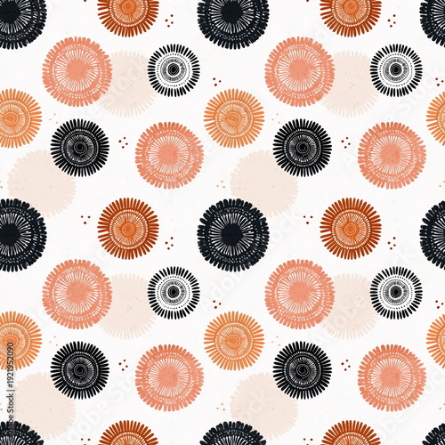 Wallpaper Mural Seamless Pattern Boho Mandala Design in Terracotta and Neutral Tones for Textiles Torontodigital.ca