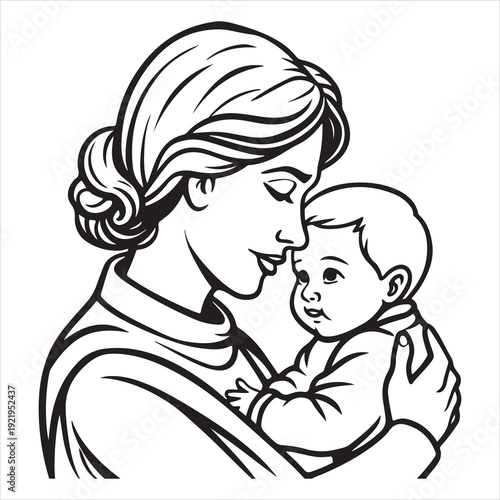 mother holding baby silhouette emotional bonding isolated