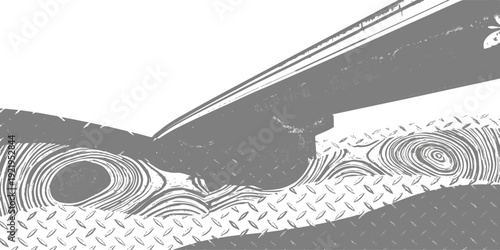 Abstract grayscale industrial textured background with wood grain and diamond plate patterns for grunge design