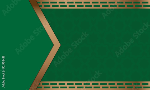 Elegant Green and Gold Geometric Ramadhan Background with Ornate Decorative Border for Festive Celebrations
