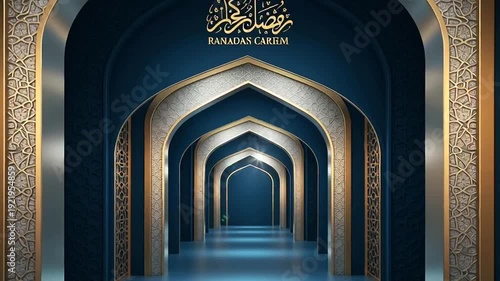 Ramadan Kareem Islamic Archway Corridor Interior.