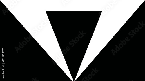 A striking geometric image featuring a black inverted triangle in white space and black space