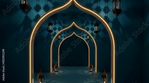 Glowing Archway Islamic Architecture Interior Design.