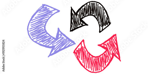 A colorful illustration of two arrows pointing in opposite directions on a black background