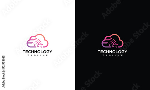 Cloud Technology Logo  Digital Circuit for Data Network AI  Cybersecurity Solutions.