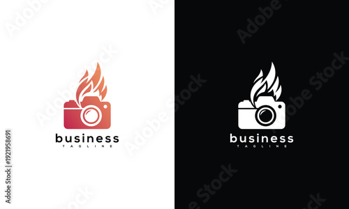 Fiery Camera Logo Design for Photography Business  Creative Media Brand Identity.