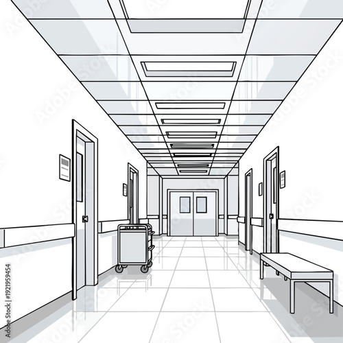 Medical facility corridor illustration