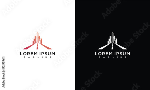 City Skyline Road Logo Design Urban Development Brand Identity Symbol Concept.