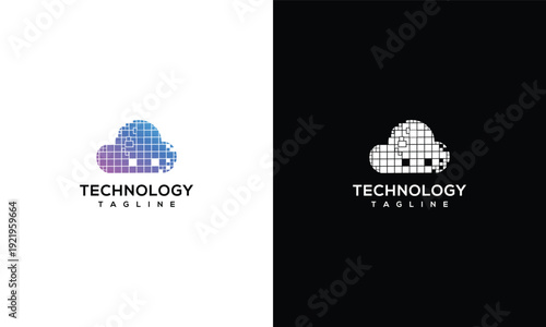 Cloud Technology Logo Design - Digital Data Network Icon for Modern Tech Brand.