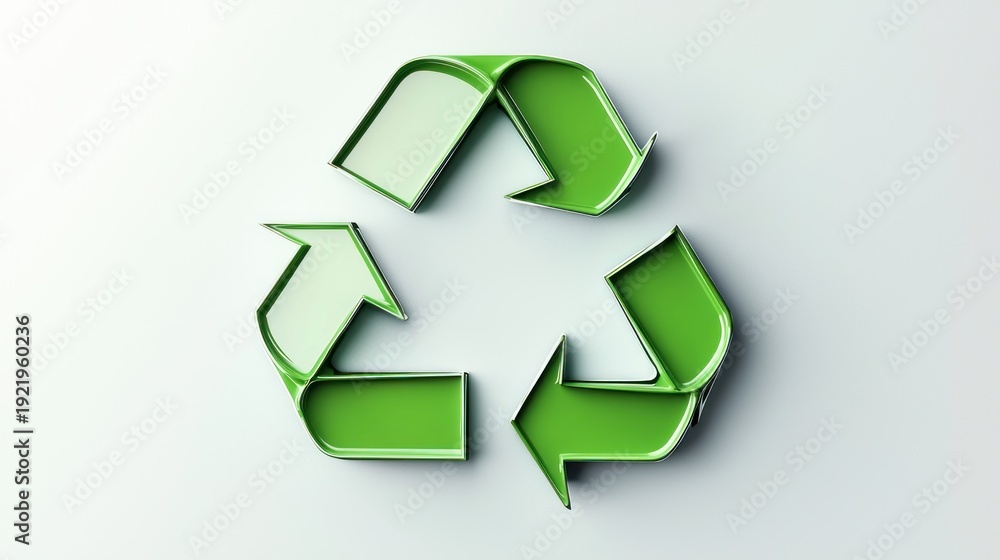 Obraz premium Green recycling symbol on white background
