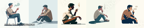 A Man Smooking Vector Illustration