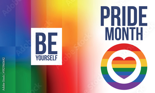 LGBT Pride Month in June. Lesbian Gay Bisexual Transgender. Celebrated annual. LGBT flag. Rainbow love concept. Human rights and tolerance. Poster, card, banner and background. Vector illustration