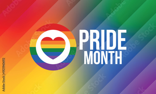 LGBT Pride Month in June. Lesbian Gay Bisexual Transgender. Celebrated annual. LGBT flag. Rainbow love concept. Human rights and tolerance. Poster, card, banner and background. Vector illustration