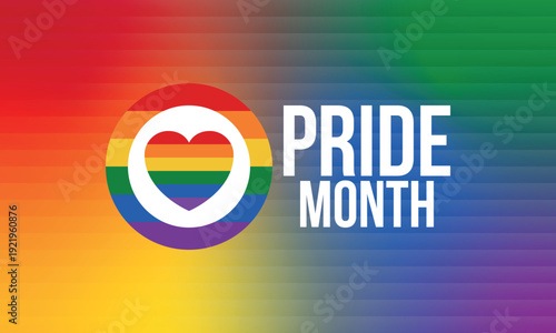 LGBT Pride Month in June. Lesbian Gay Bisexual Transgender. Celebrated annual. LGBT flag. Rainbow love concept. Human rights and tolerance. Poster, card, banner and background. Vector illustration