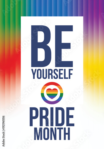 LGBT Pride Month in June. Lesbian Gay Bisexual Transgender. Celebrated annual. LGBT flag. Rainbow love concept. Human rights and tolerance. Poster, card, banner and background. Vector illustration
