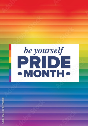 LGBT Pride Month in June. Lesbian Gay Bisexual Transgender. Celebrated annual. LGBT flag. Rainbow love concept. Human rights and tolerance. Poster, card, banner and background. Vector illustration