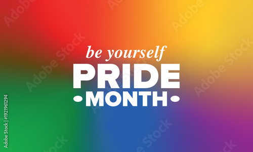 LGBT Pride Month in June. Lesbian Gay Bisexual Transgender. Celebrated annual. LGBT flag. Rainbow love concept. Human rights and tolerance. Poster, card, banner and background. Vector illustration