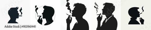 A Silhouette Man Smooking Vector Illustration