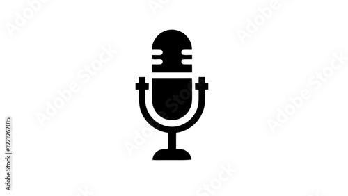 Vector illustration of classic microphone icon for recording and broadcasting on a transparent background